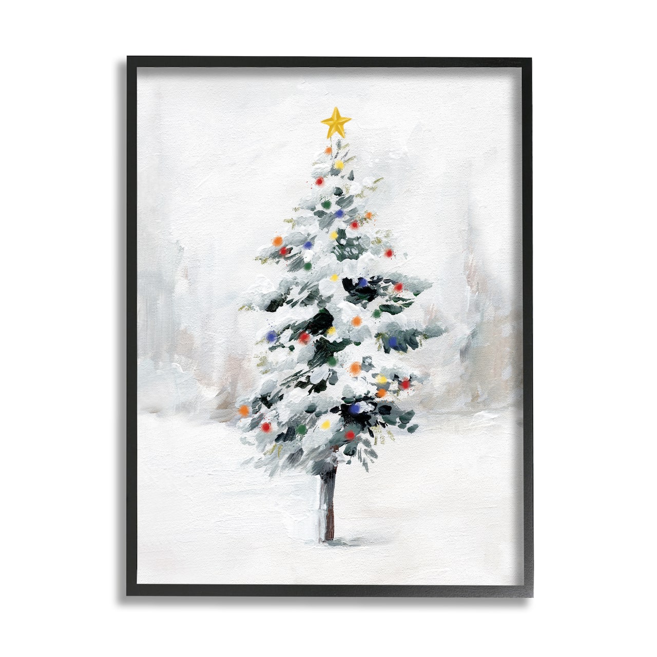 Stupell Industries Snowy Christmas Tree Landscape Framed Giclee Art